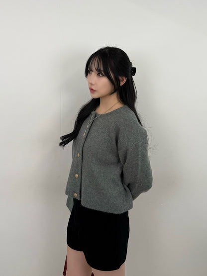 라운드넥 버튼 가디건