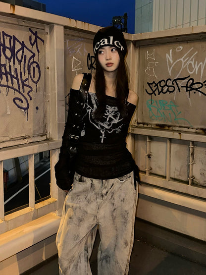 ネックレスデザインオフショルシアーカットソー