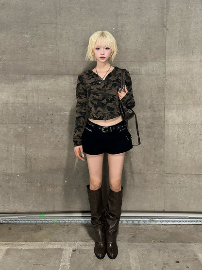 カモフラージュクロップドパーカー