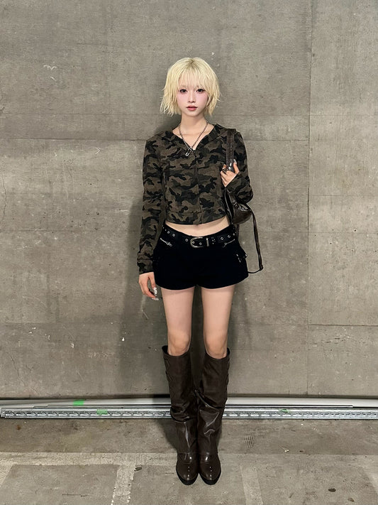 カモフラージュクロップドパーカー