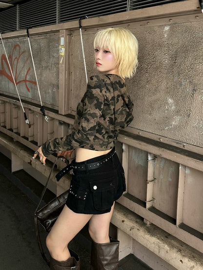 カモフラージュクロップドパーカー