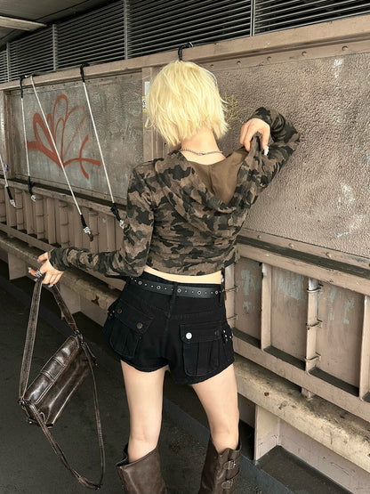 カモフラージュクロップドパーカー