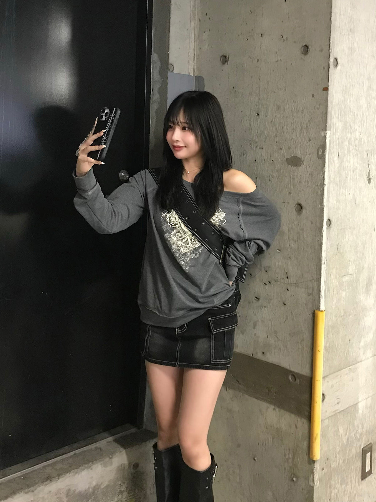 標誌牛仔迷你裙