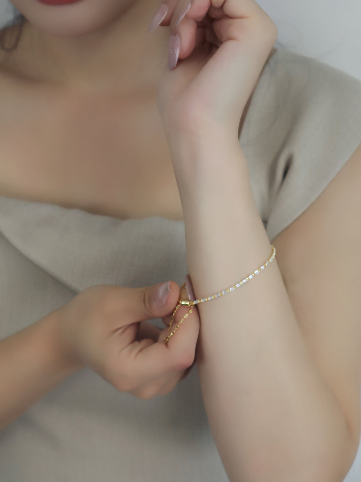 Square Cubic Tennis Bracelet