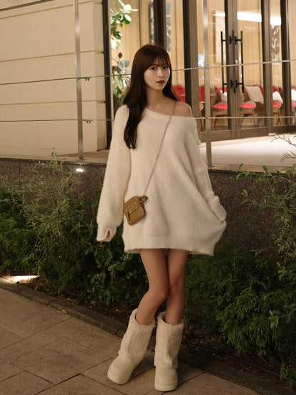 レースリボンチュニックニット