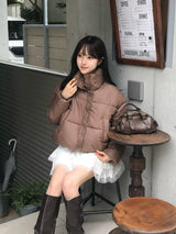 ラインストーンパデッドブルゾン - ブラウン