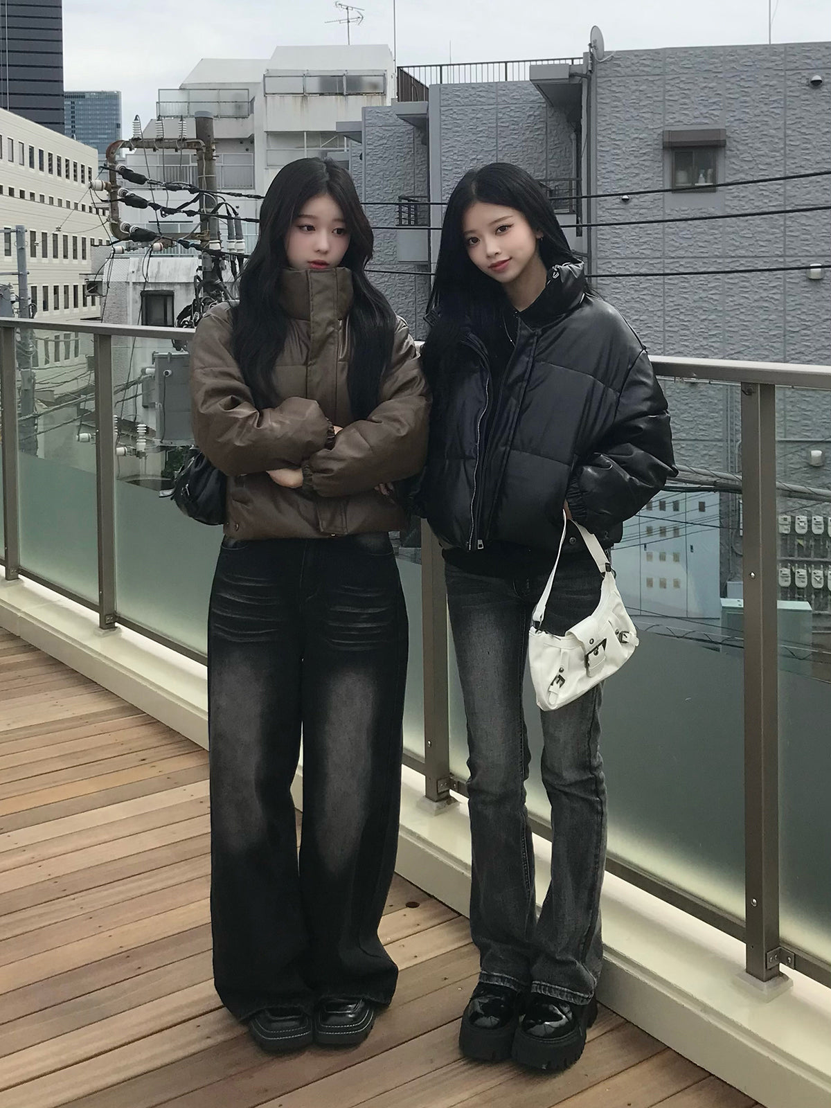 レザータッチパデッドショートブルゾン