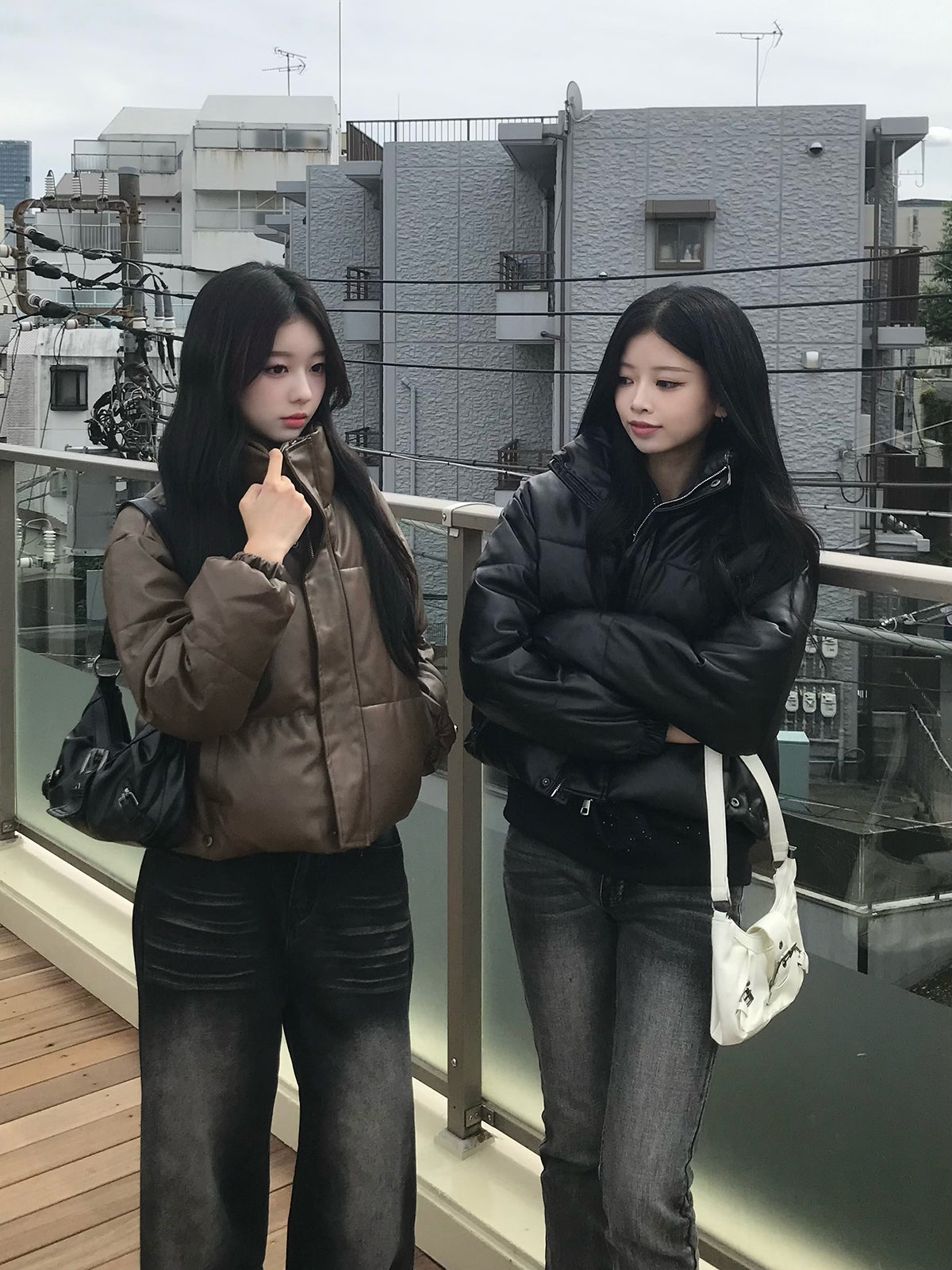 レザータッチパデッドショートブルゾン