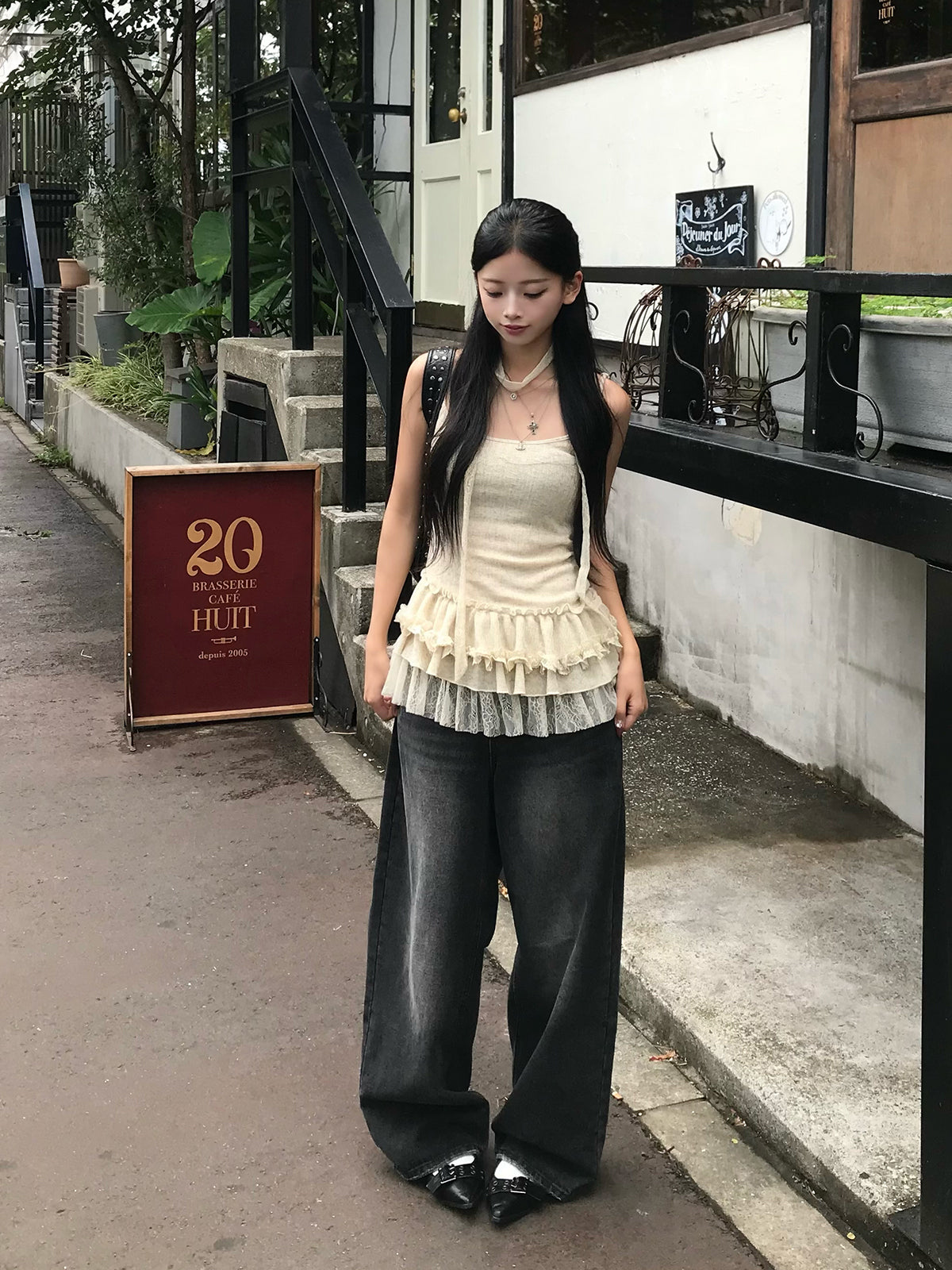 レースフリルタイキャミチュニック