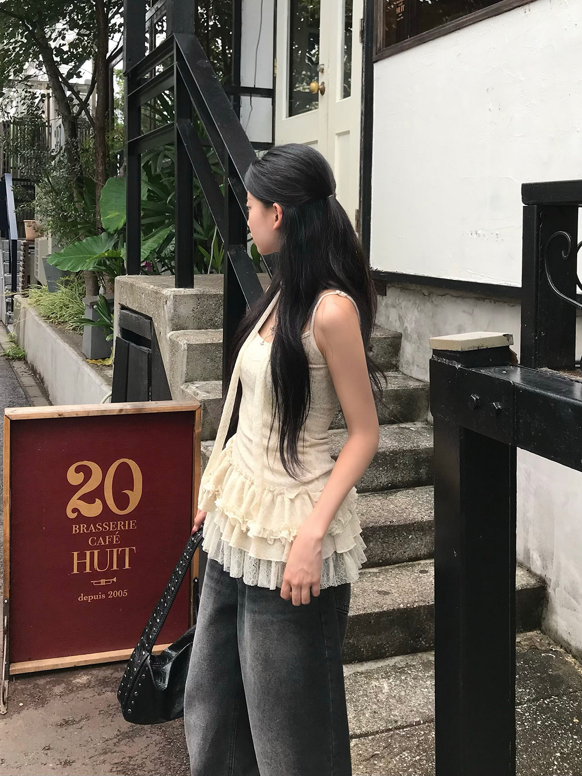 レースフリルタイキャミチュニック