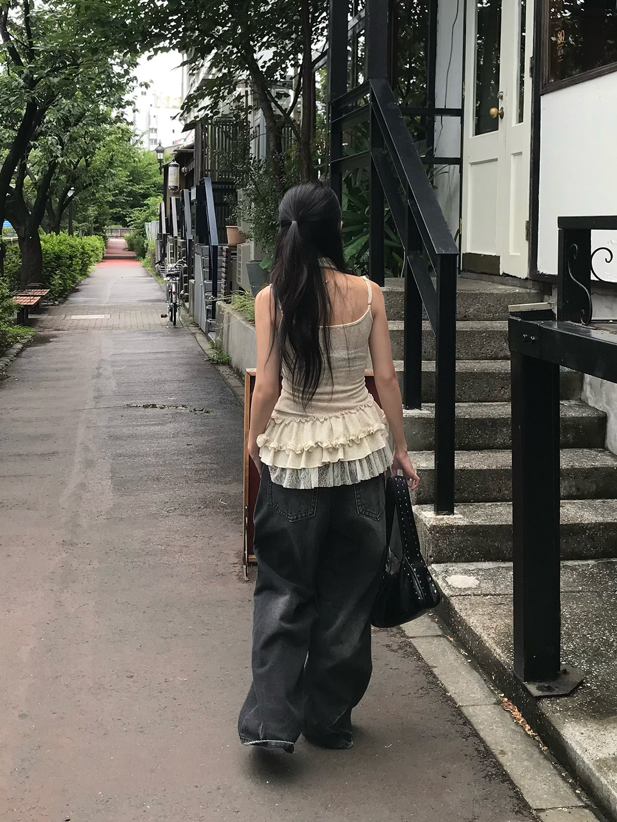 レースフリルタイキャミチュニック