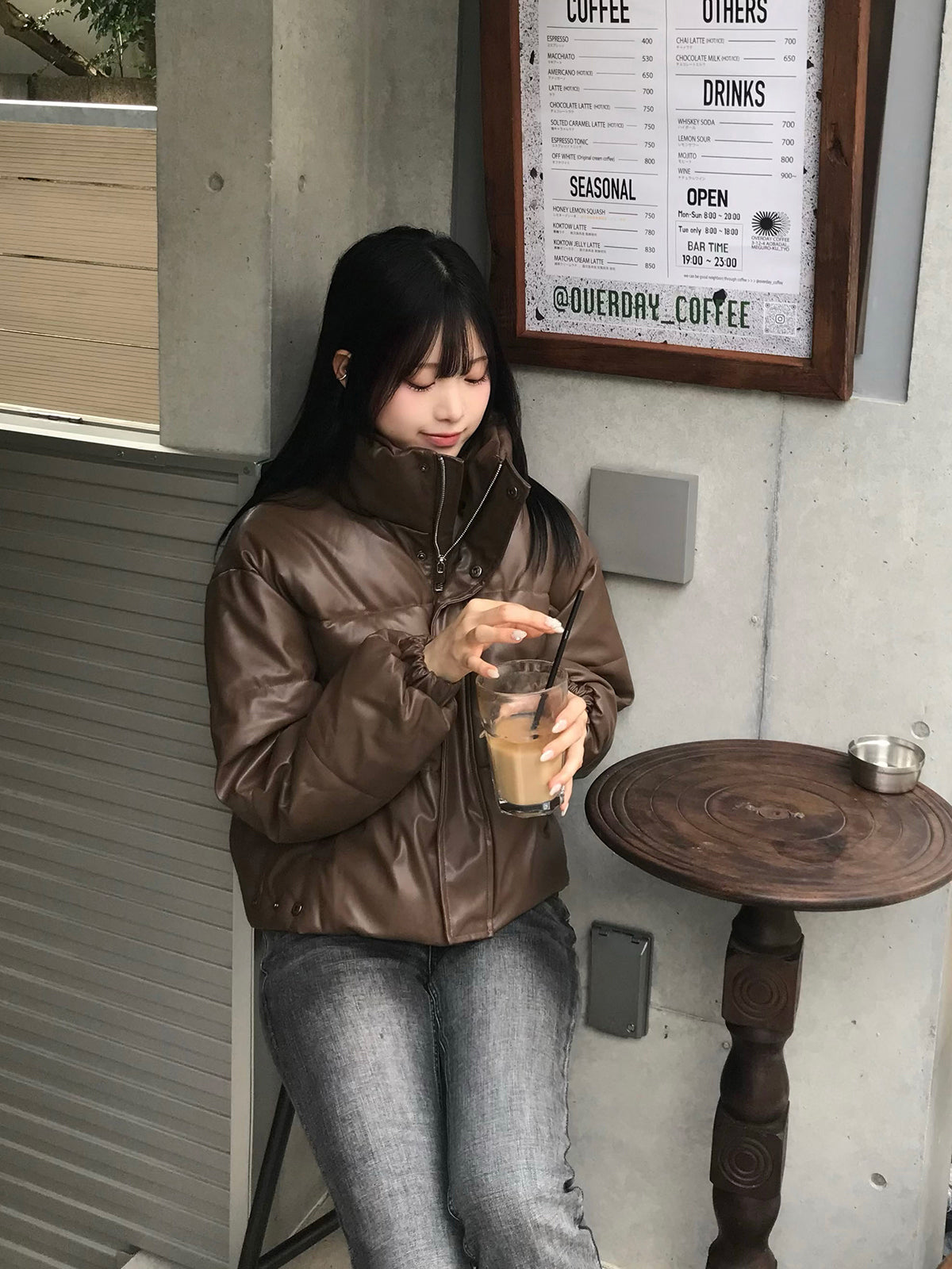 レザータッチパデッドショートブルゾン