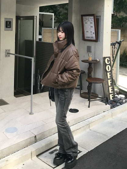 レザータッチパデッドショートブルゾン