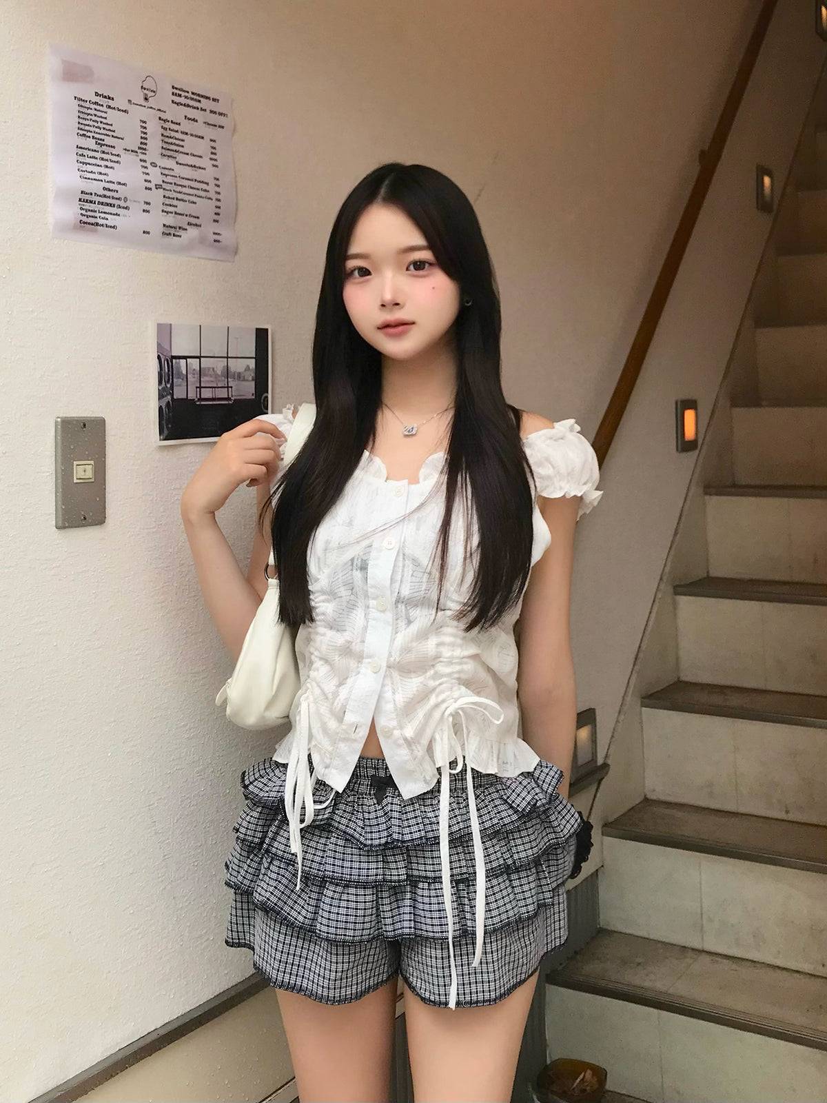 チェックフリルショートパンツ