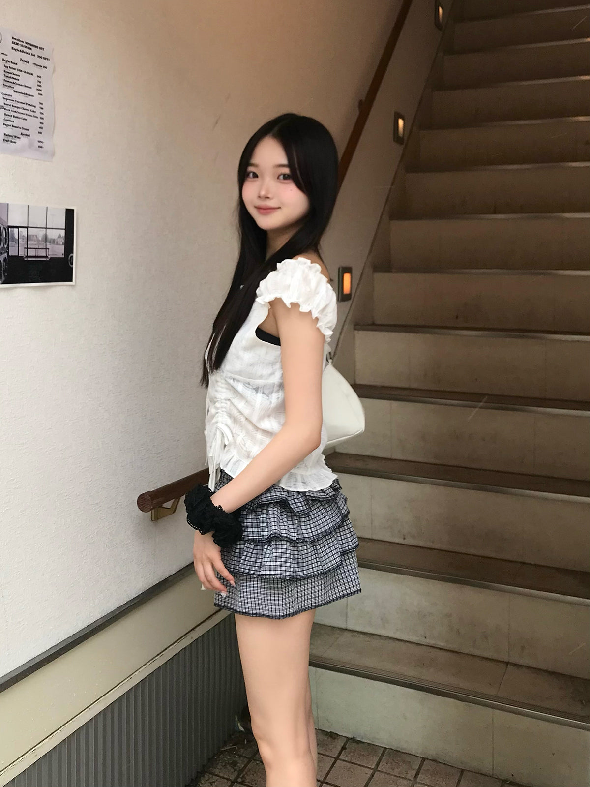 チェックフリルショートパンツ