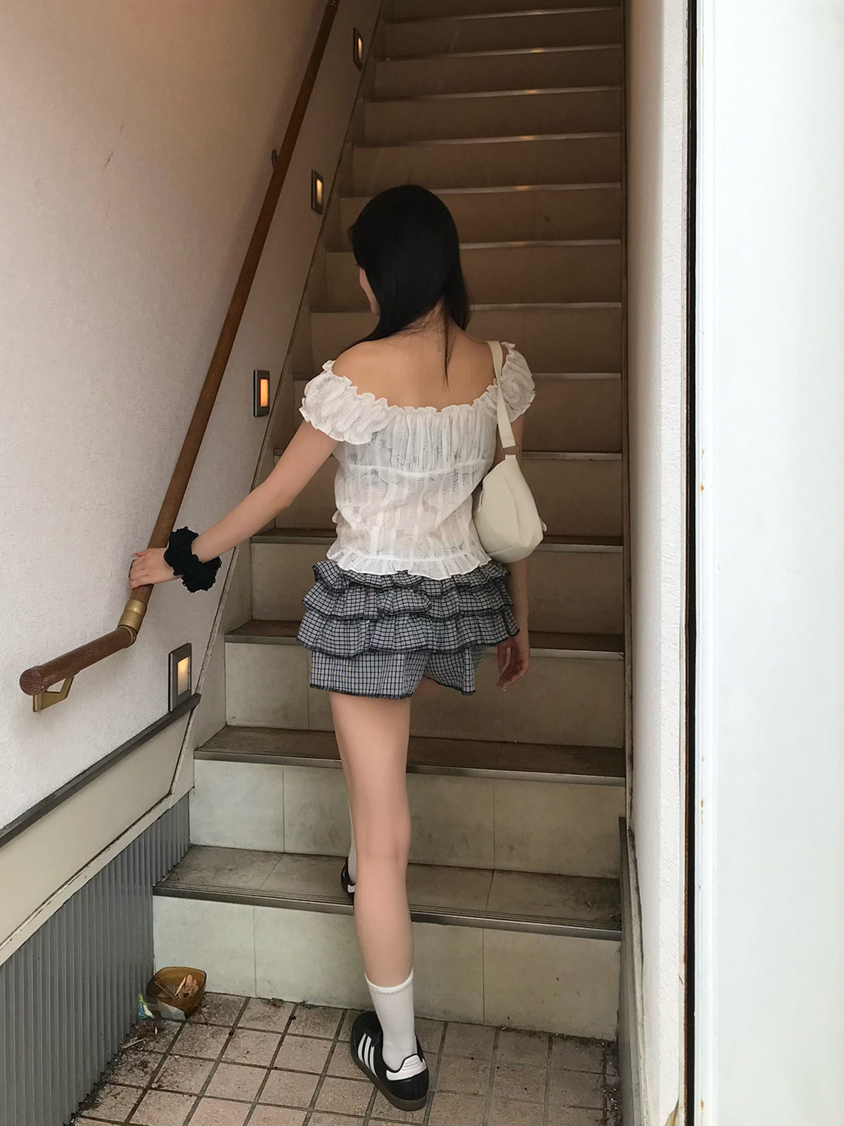 チェックフリルショートパンツ