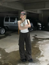 ナイロンカーゴパンツ - カーキ