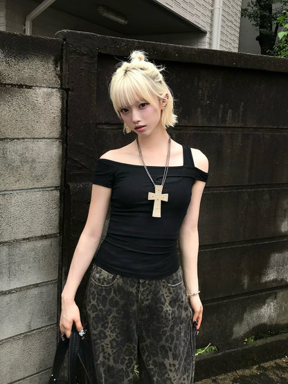 クロスショルダーカットソー