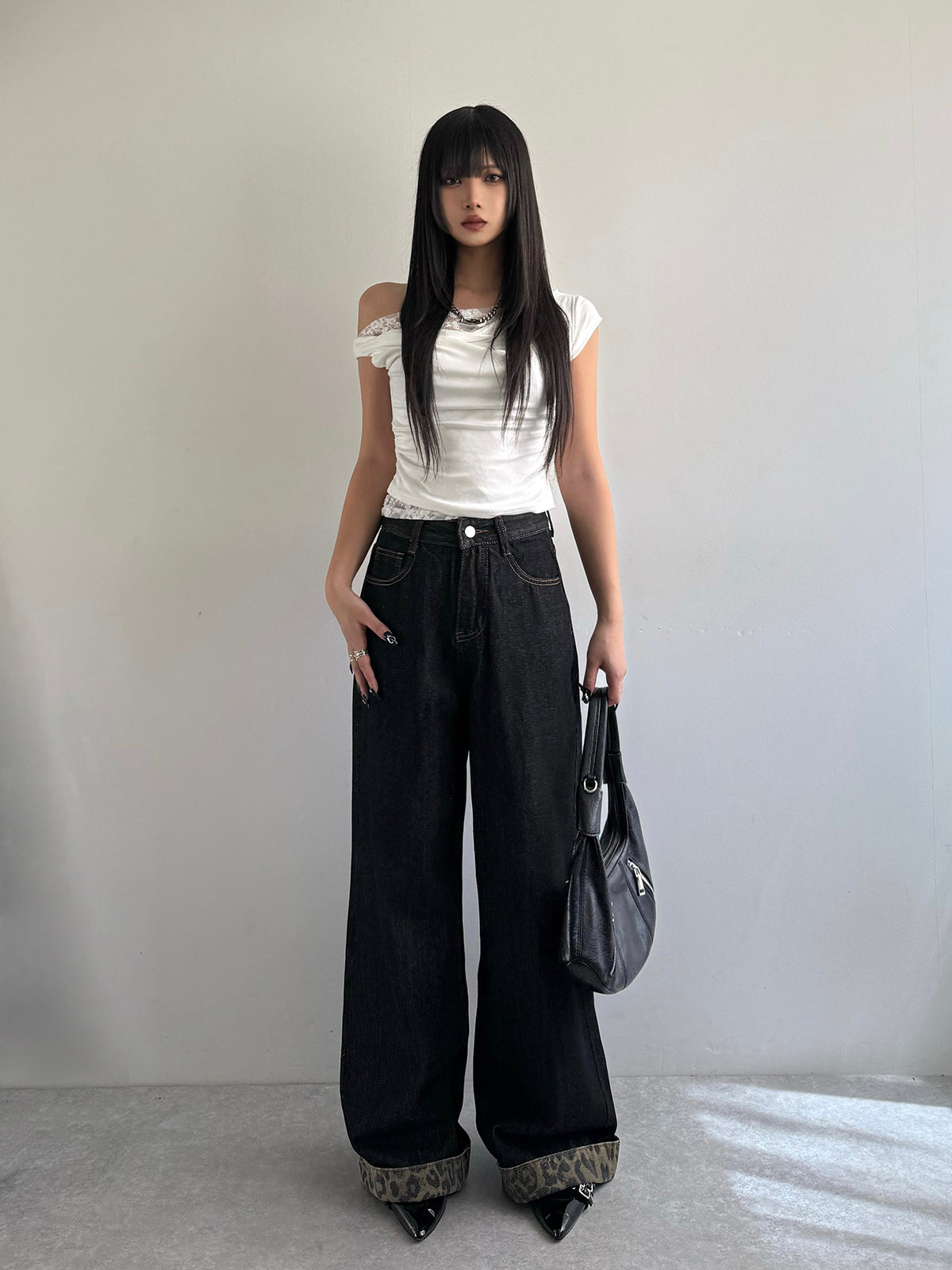 アシメレースレイヤードTシャツ
