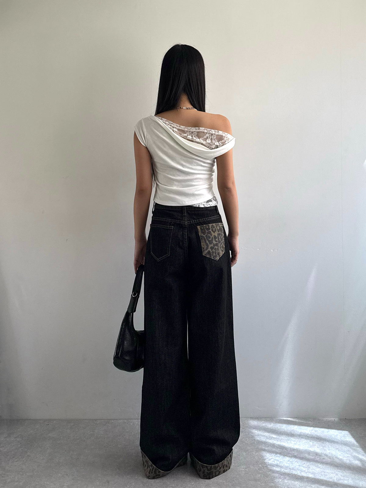アシメレースレイヤードTシャツ