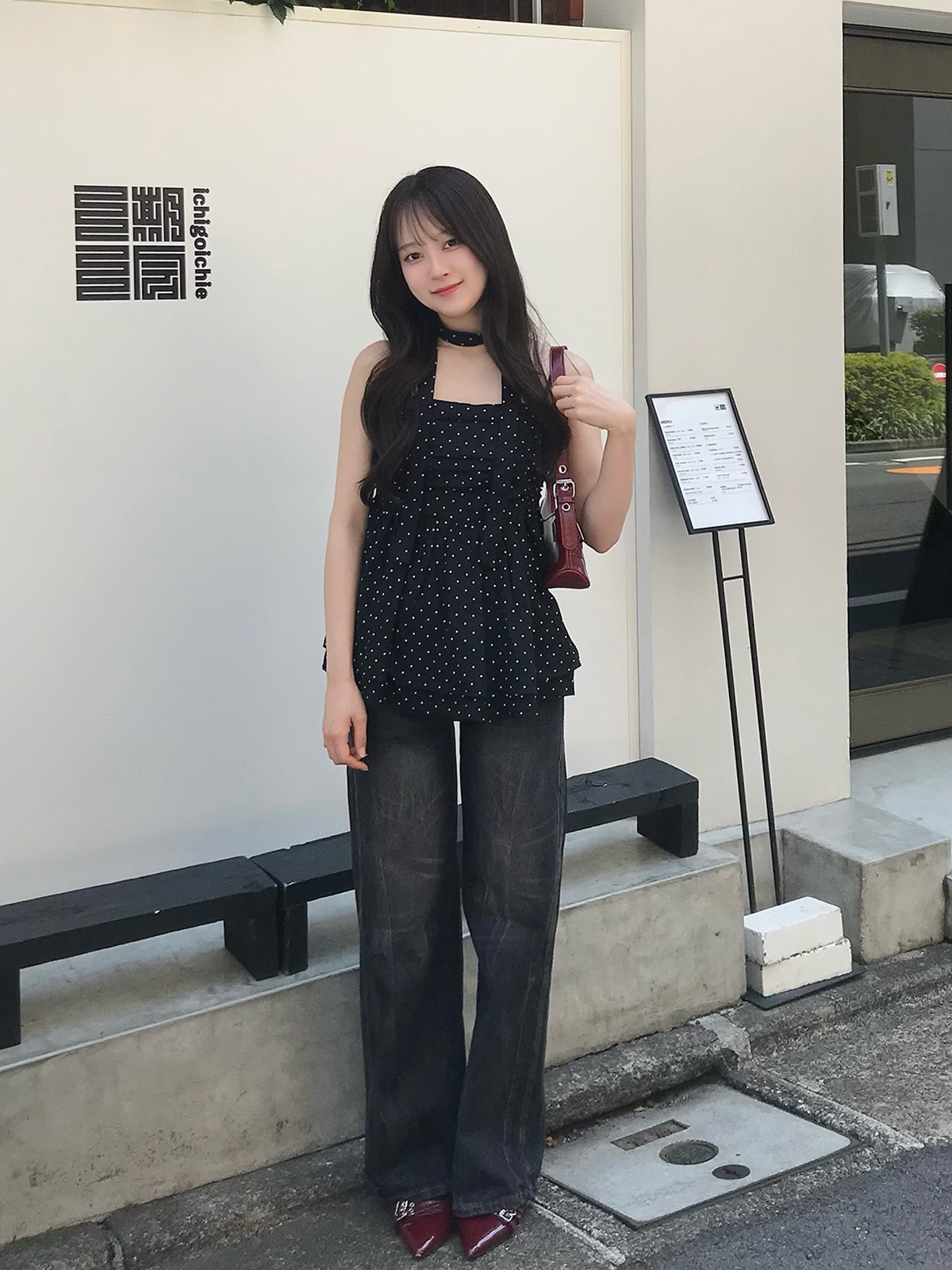 サイドステッチストレートデニムパンツ