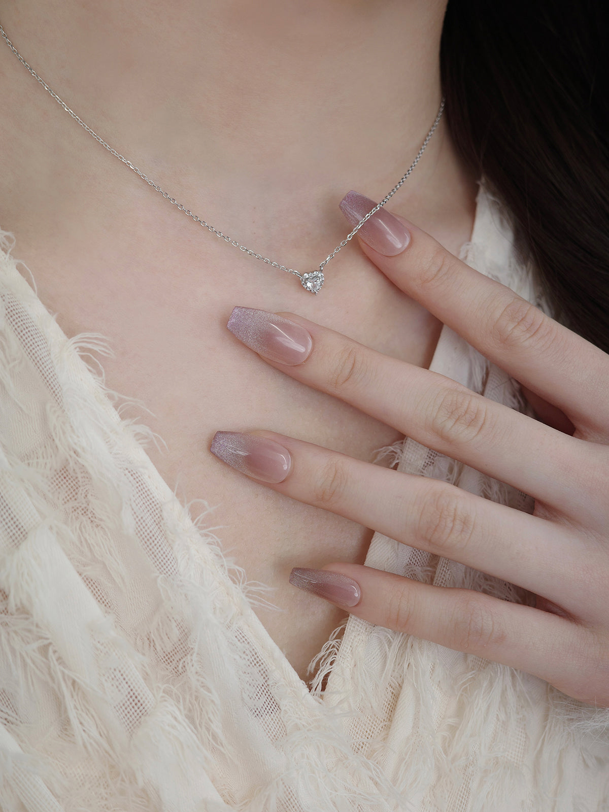 キュービックハートネックレス