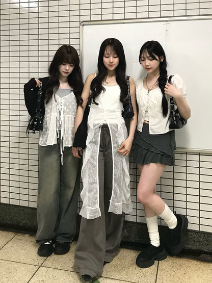フロントリボンフラワーシアーキャミソール