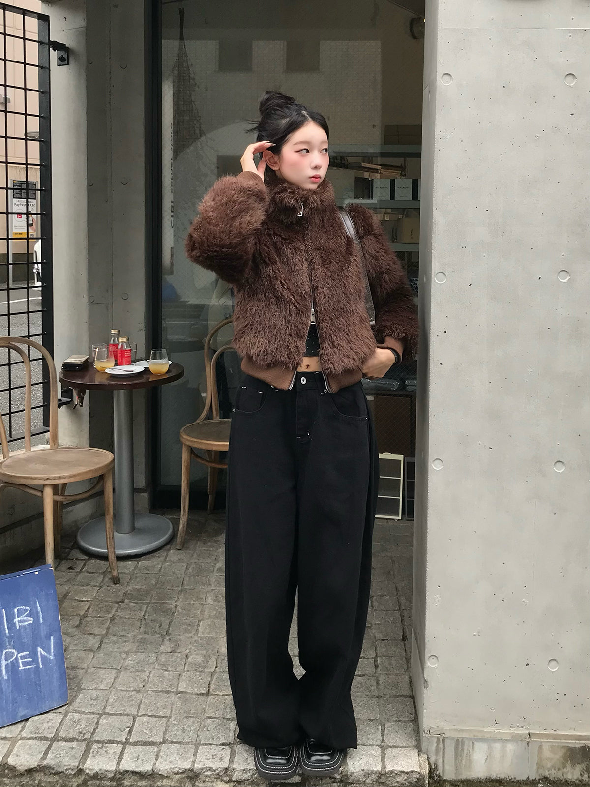 ファーライクダブルジップブルゾン