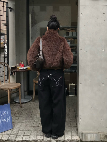 ファーライクダブルジップブルゾン