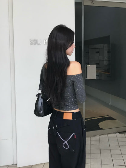 ラメドットワンショルカットソー