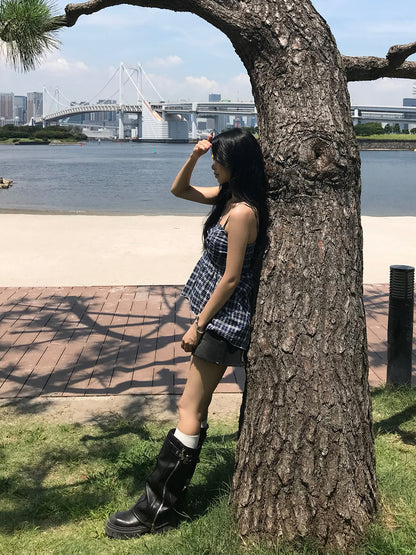 チェックリボンアシメキャミチュニック