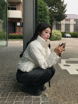 ラインストーンパデッドブルゾン - ホワイト