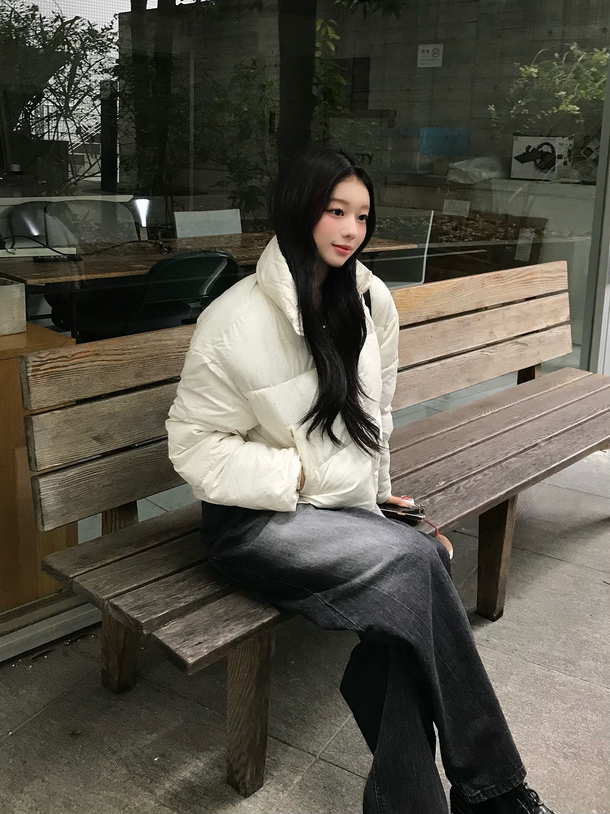 ラインストーンパデッドブルゾン