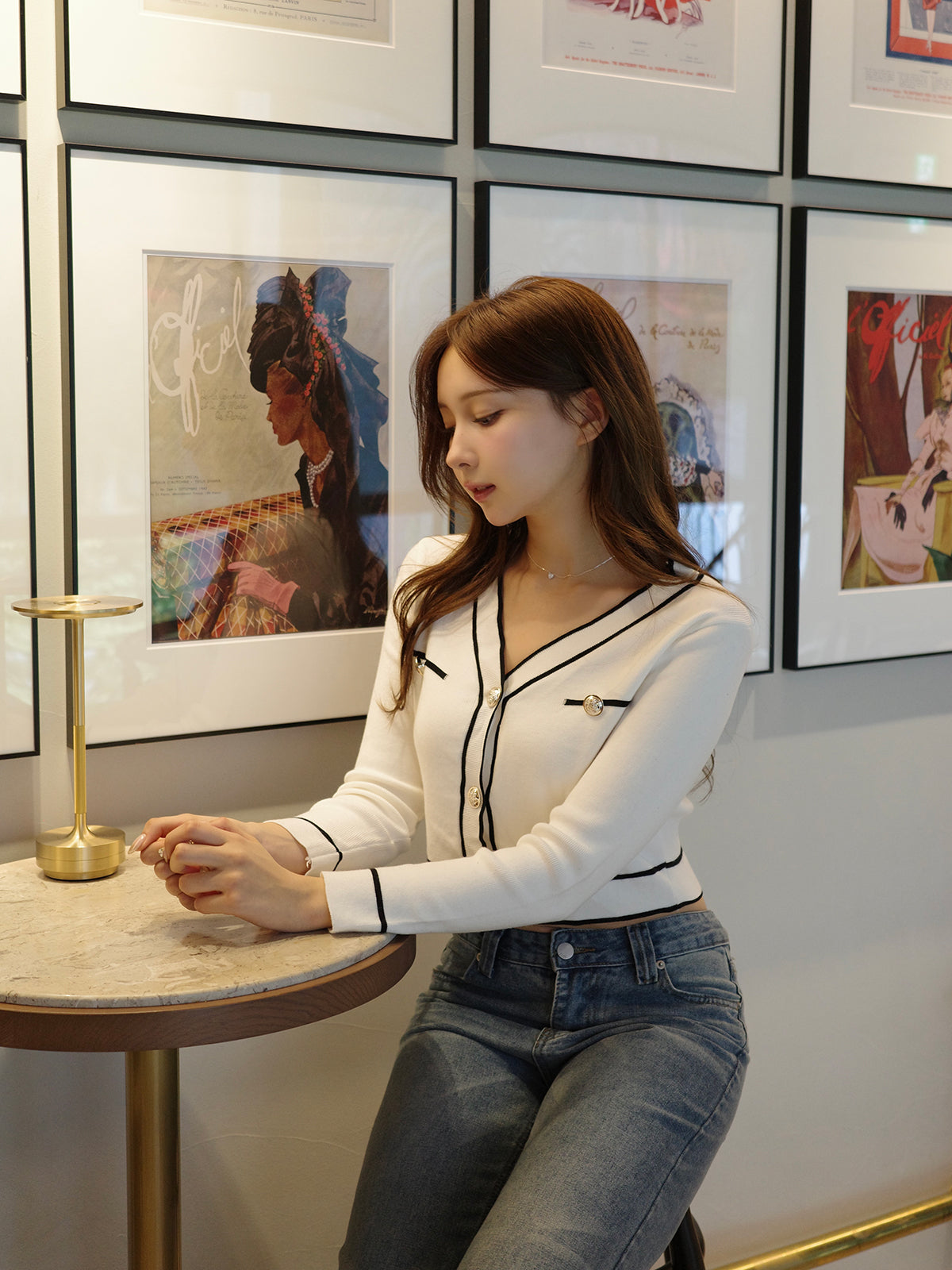 ラインニットカーディガン