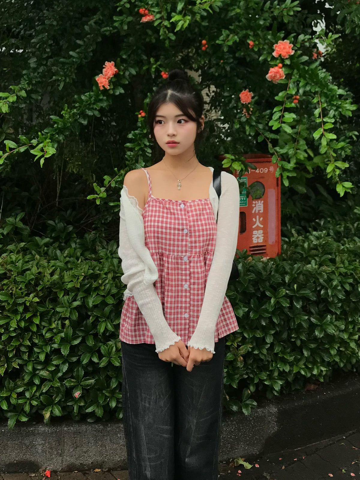 チェックキャミソールビスチェ