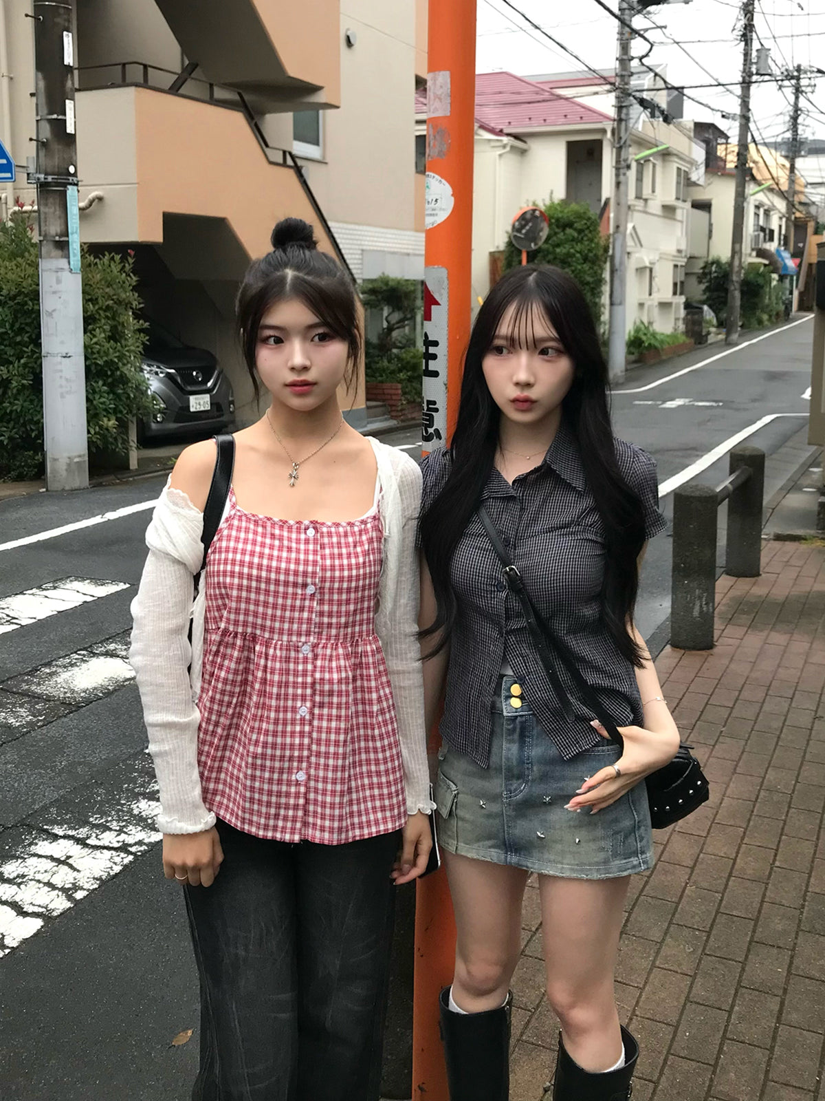 グレイッシュチェックシアーシャツ
