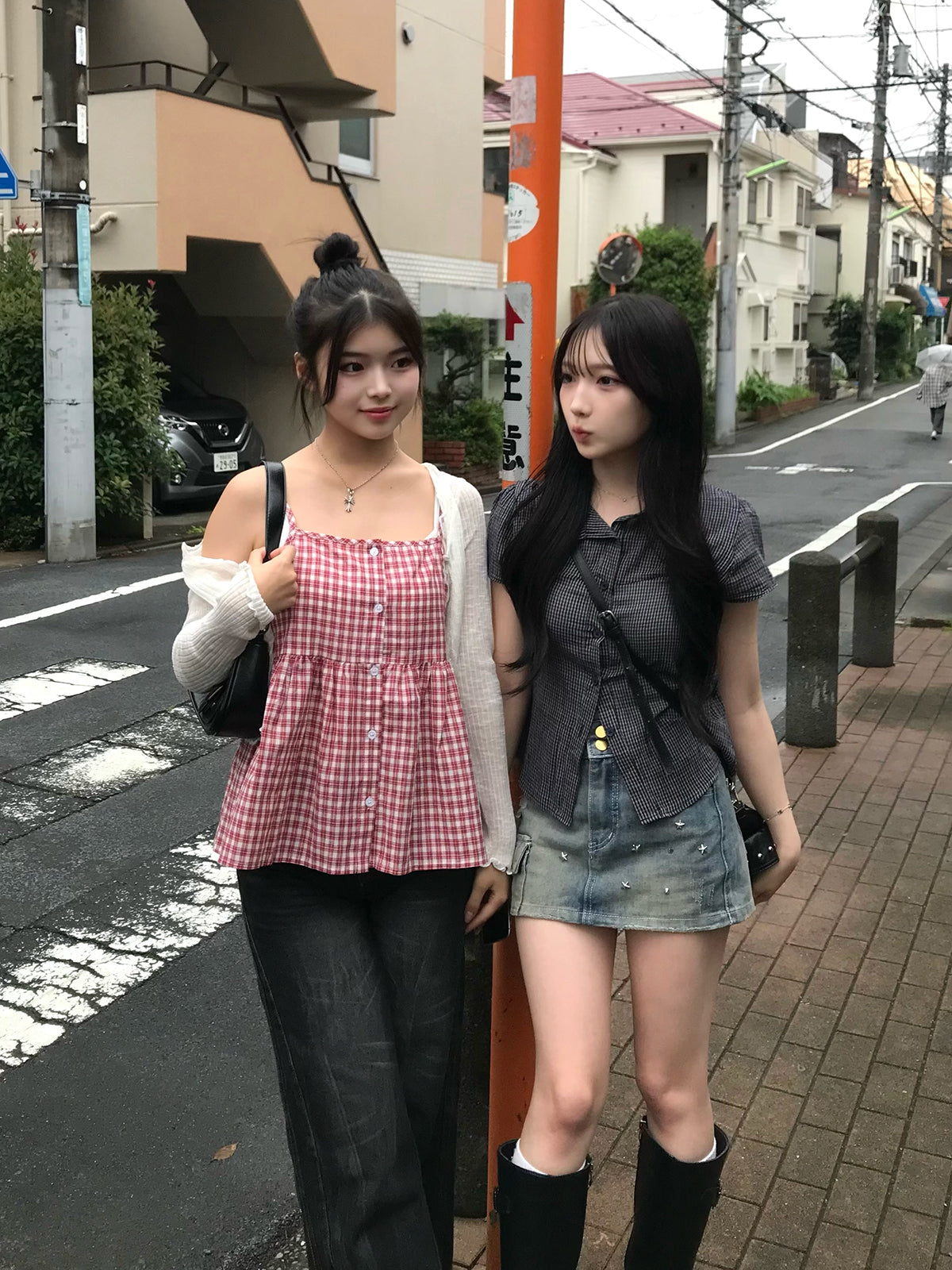 グレイッシュチェックシアーシャツ
