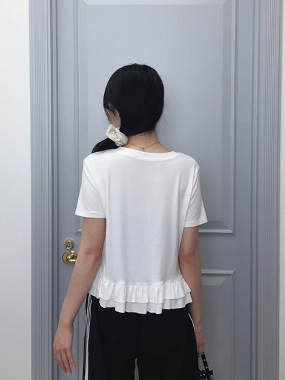 フリルヘムボタンTシャツ