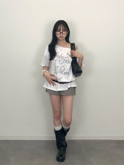 オーバーサイズレタリングTシャツ