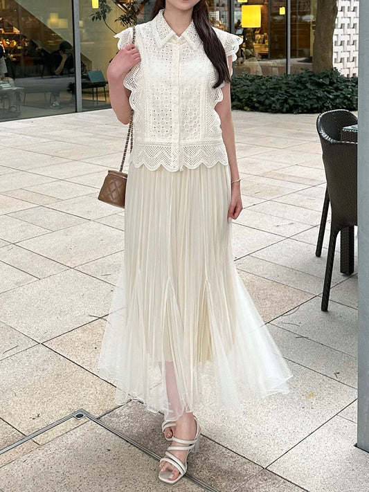 Mermaid tulle pleated skirt