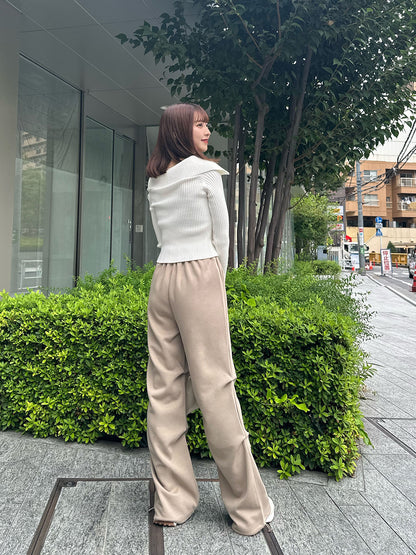 Zip-up rib knit top