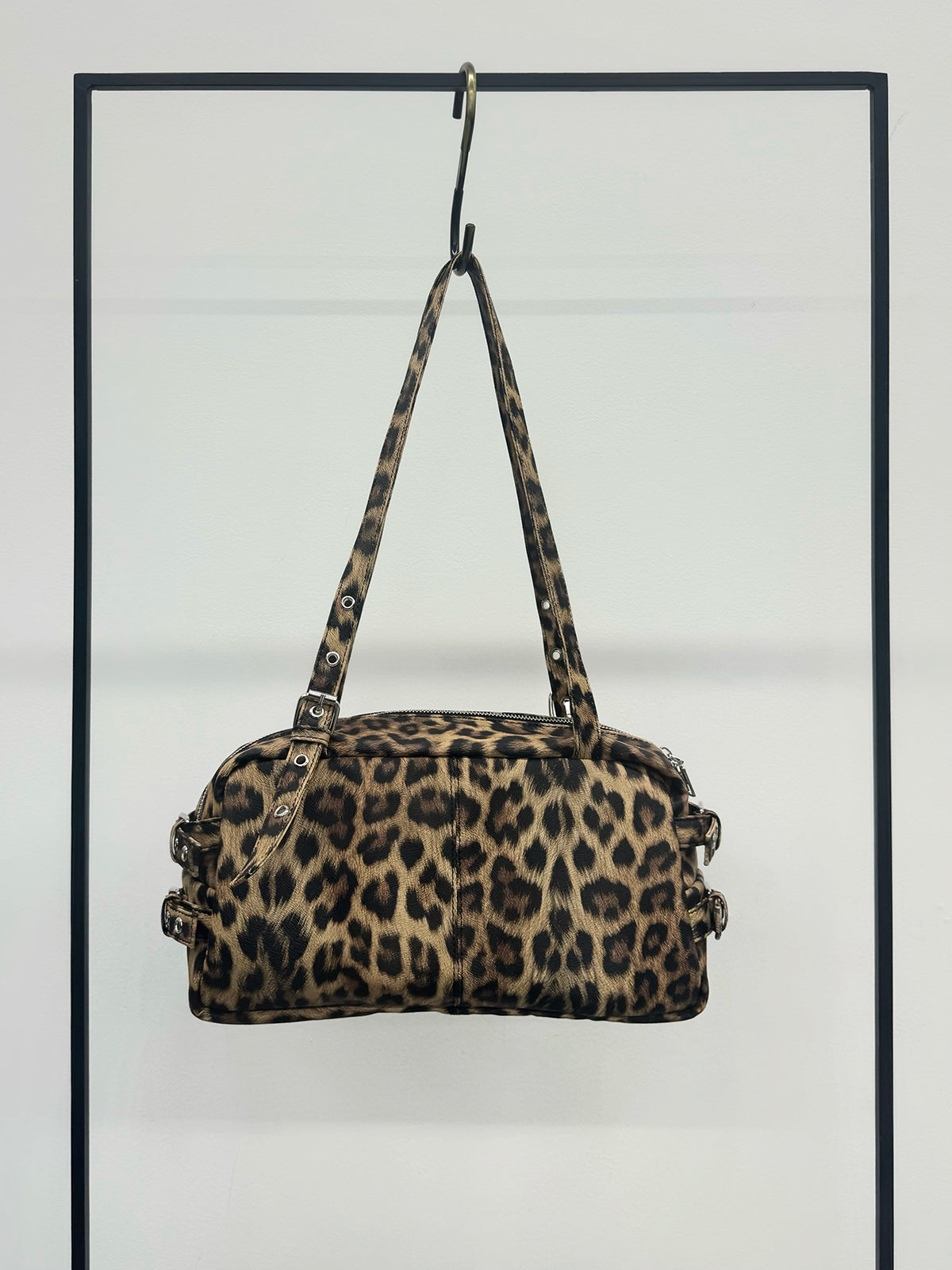 レオパードロングハンドルバッグ