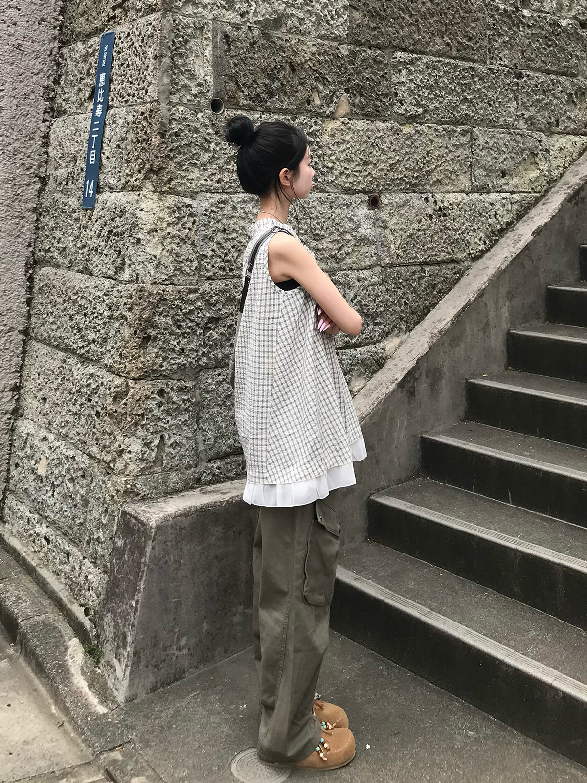 タックカーブラインカーゴパンツ
