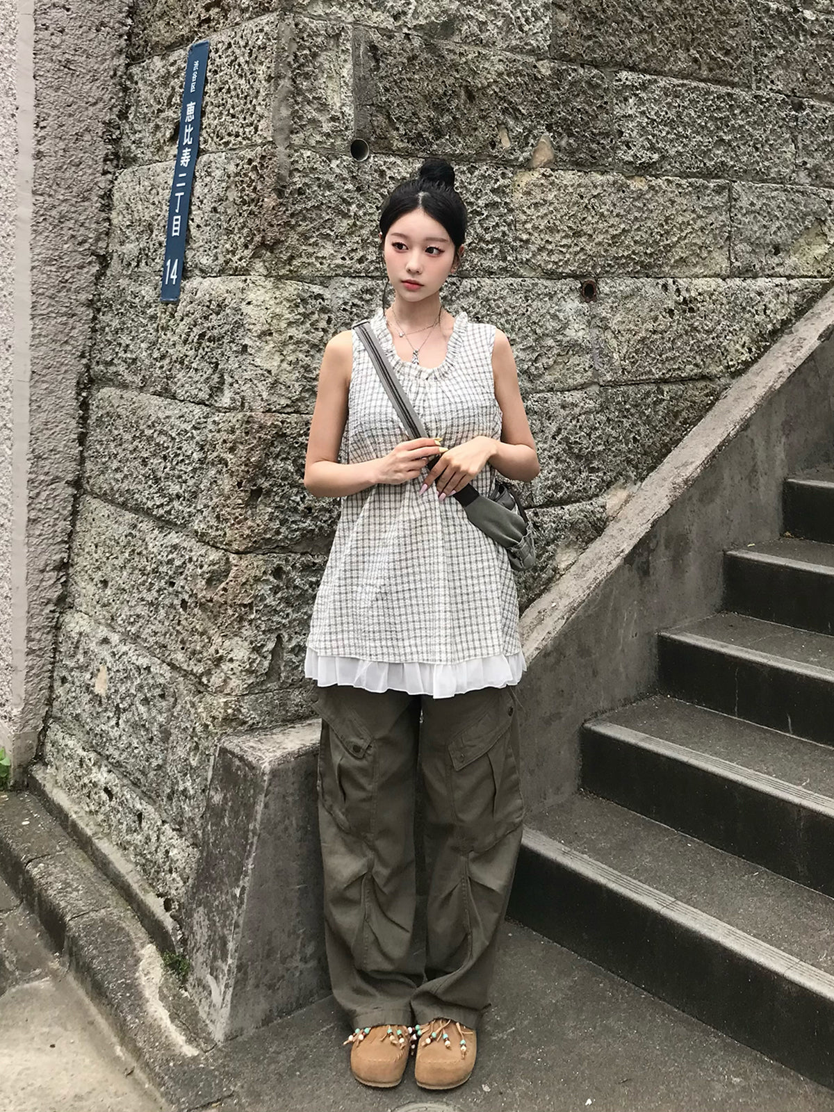 グラフチェックノースリーブチュニック