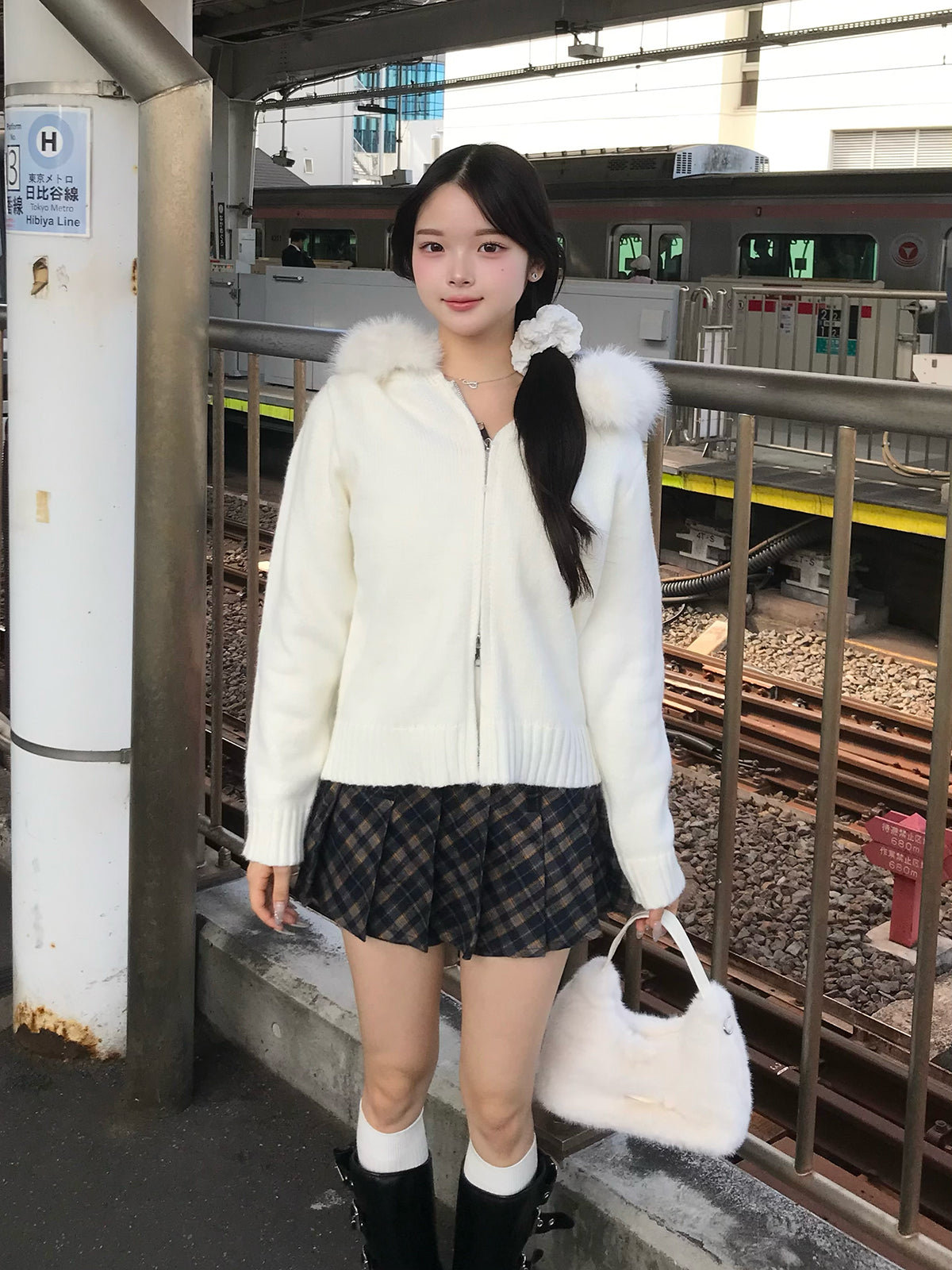 レトロチェックプリーツミニスカパン