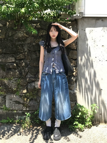 レトロチェックパフブラウス
