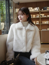 ショートファータッチカラーコート - アイボリー