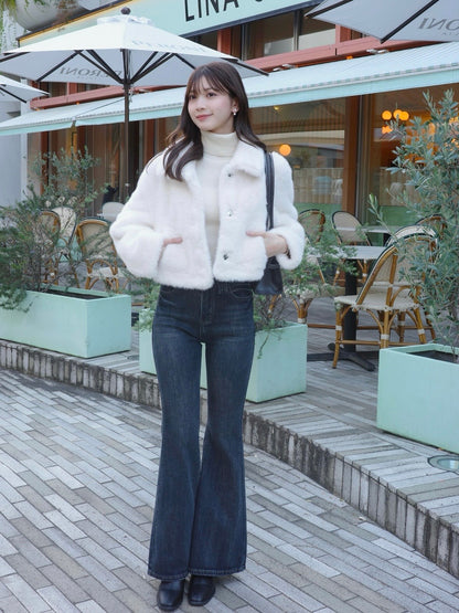 ショートファータッチカラーコート