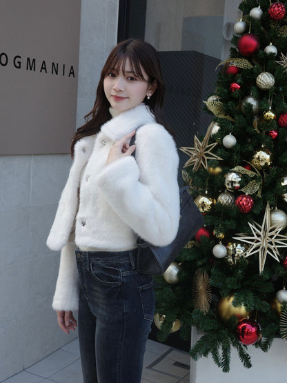 ショートファータッチカラーコート