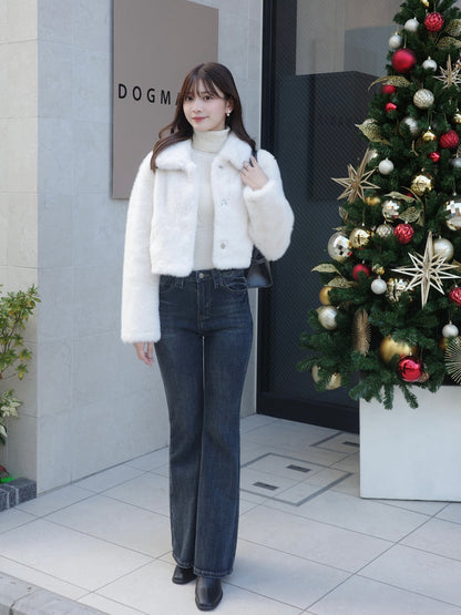 ショートファータッチカラーコート